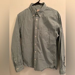 Brooks Brothers Mens Large Red Fleece Button Down Shirt Green Blue Check Cotton